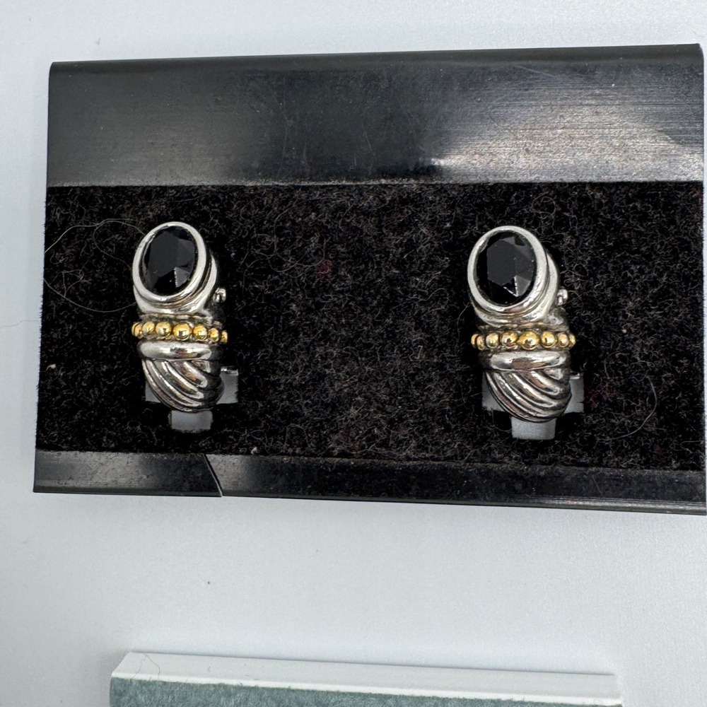 Earring Lot 7 Pairs Silver Tone Pearl CZ Rhinestone Dangle Hoop Stud NOS - Picture 2 of 13
